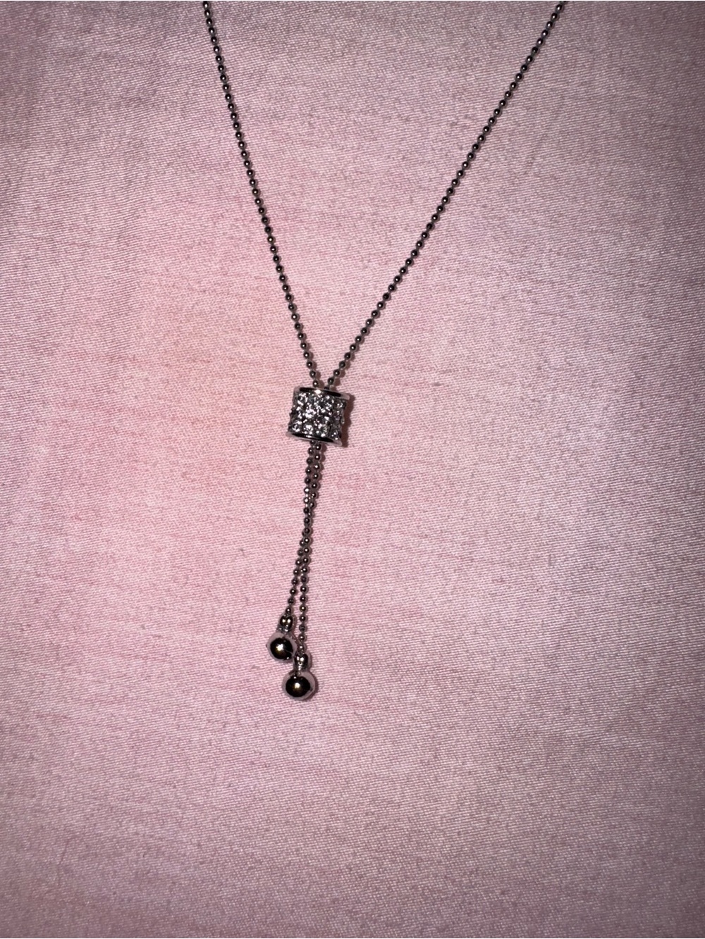 Silver Square Slider Pendant Necklace with Ball Chain